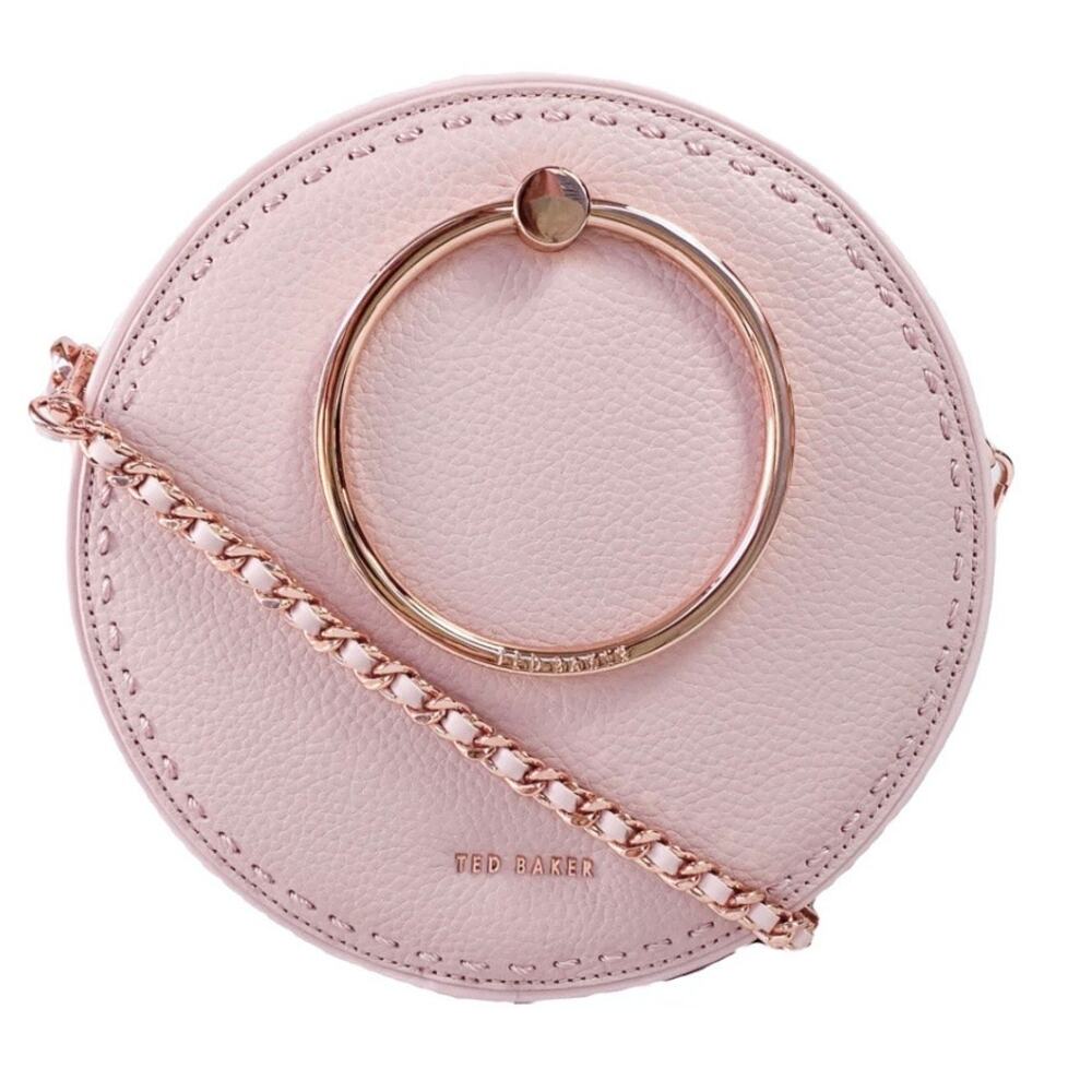 Ted Baker Maddie Circle Leather Crossbody Bag Pink Rose Gold Ring Handle NWT